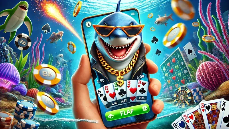 Adegan target ikan dan efek cahaya pada permainan arcade bawah laut